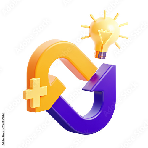 Innovative design represents quantum computing and cloud computing concepts with light bulb symbolizing ideas and creativity