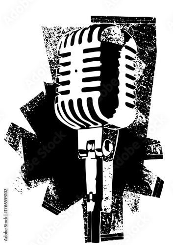 Vintage microphone performs onstage during a music event