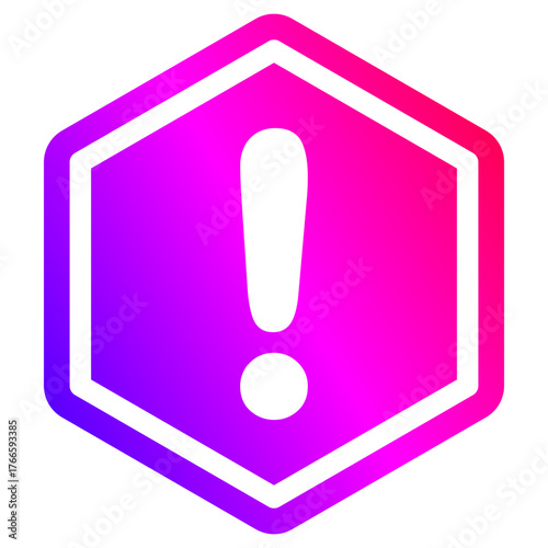 Gradient Exclamation Mark in Hexagon Warning Sign