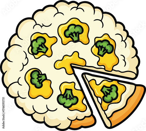 Whole Cauliflower Pizza with Broccoli and Cheese Toppings A Healthy Alternative Meal