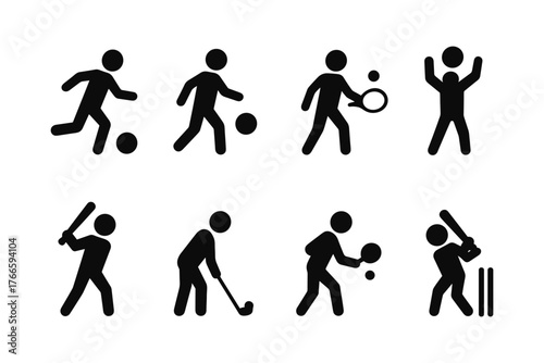 Silhouette figures engaged in various sports activities collection