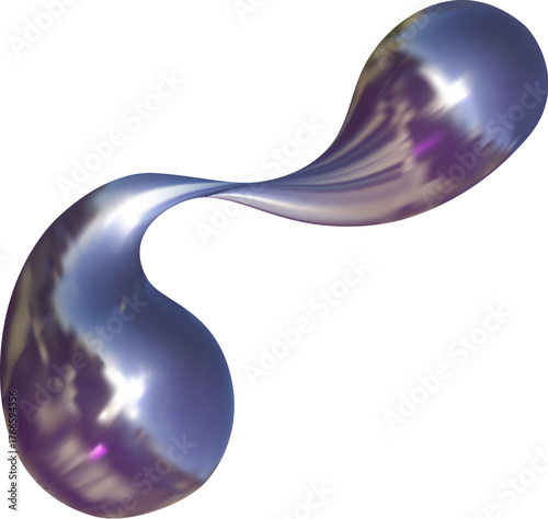 Futuristic 3D chrome heart with metallic shine. Abstract Y2K shape and smooth metal flow form a modern 3D chrome look.