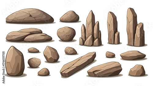 Set of Stylized Rock Illustrations for Game Use
