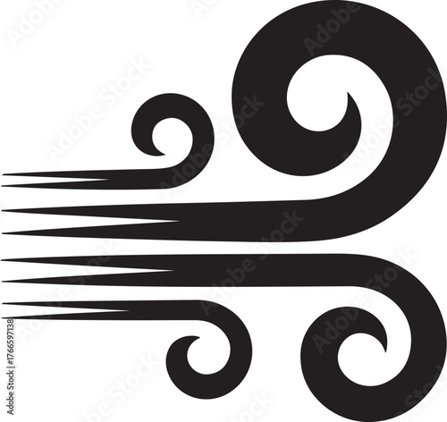 Wind Silhouette Icon Breeze Blow Stream Air Movement Weather Nature Flow Graphic Art