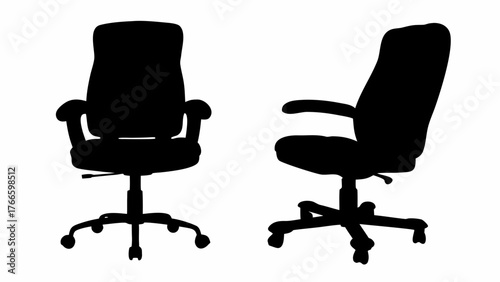 Executive office chair silhouettes in a modern style show ergonomic design for comfort, perfect for a professional workspace or home office seating solution