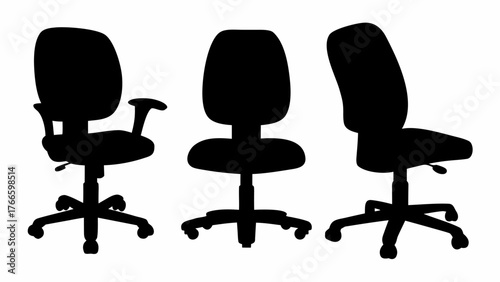 Modern office chair silhouette collection for ergonomic workplace design and comfort, perfect for business presentations and interior decoration projects