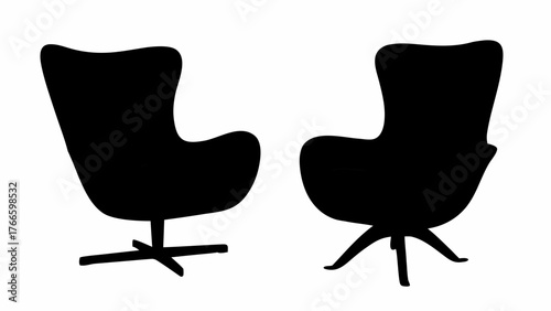 Modern lounge chairs in silhouette create a stylish and comfortable atmosphere, perfect for contemporary interior design and relaxation spaces