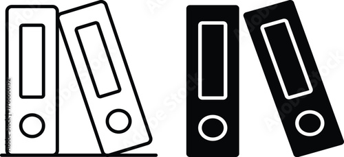 (Editable) Adobe Illustrator Artwork, Premium Quality Line Art and Silhouette (Pack) - Binder four ring binders, two with in Two Styles, outline and solid black.