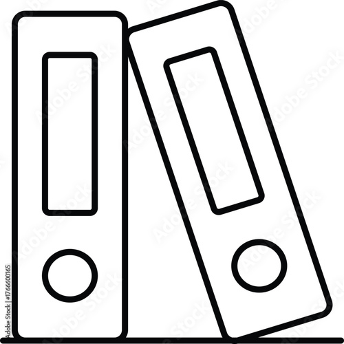 (Editable Stroke) Adobe Illustrator Artwork, Premium Quality Line Art Design - Binder Two ring binders sitting on a surface depicted.