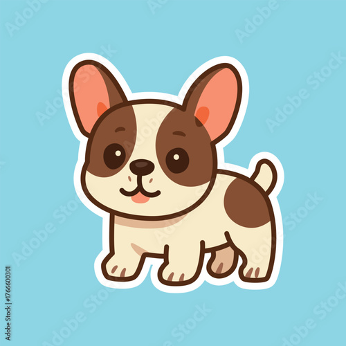 French Bulldog Illustration in Cute Flat Pastel Style for Pet Shop and Animal Graphics