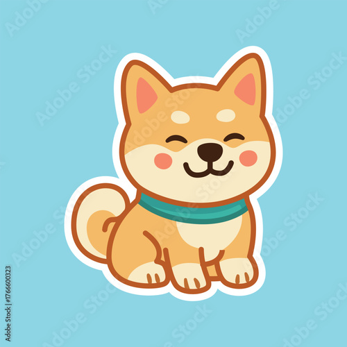 Cute Shiba Inu Illustration in Kawaii Pastel Style for Pet Sticker and Animal Design