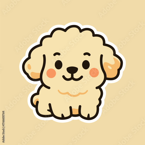 Fluffy White Poodle Head Illustration in Soft Kawaii Style for Cute Animal Designs