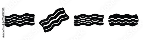 bacon minimal flat icon set, black color and white background