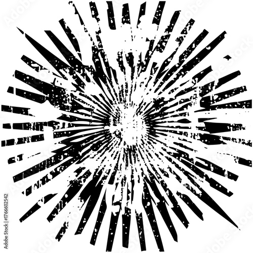 Explosion radiates energy from center in abstract graphic design