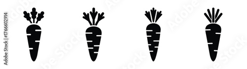 carrot minimal flat icon set, black color and white background