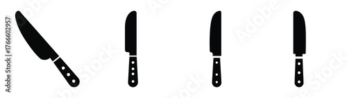 butter knife minimal icon set, black color and white background