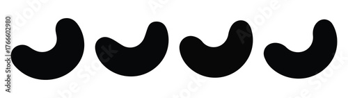 cashew minimal flat icon set, black color and white background