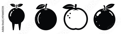 clementine minimal flat icon set, black color and white background