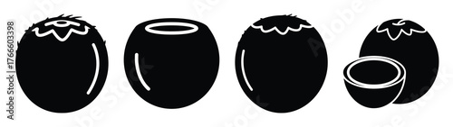 coconut minimal flat icon set, black color and white background