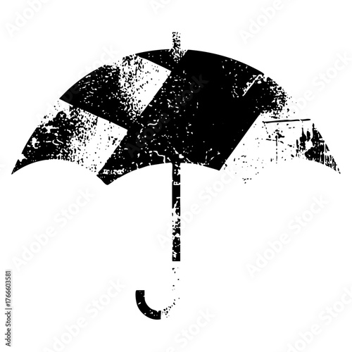 Umbrella protects against weather in a cityscape