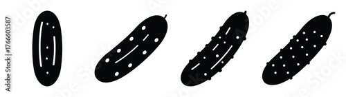 cucumber minimal flat icon set, black color and white background