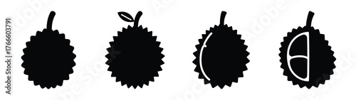durian minimal flat icon set, black color and white background