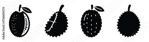 jackfruit minimal flat icon set, black color and white background