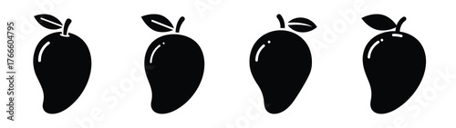 mango minimal flat icon set, black color and white background