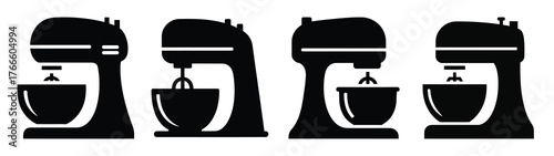 mixer minimal flat icon set, black color and white background