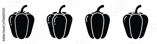 pepper minimal flat icon set, black color and white background