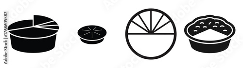 pie minimal flat icon set, black color and white background