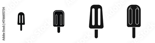 popsicle minimal flat icon set, black color and white background