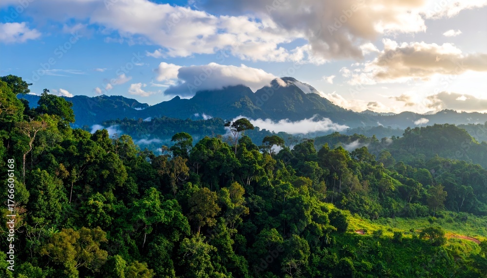 Obraz premium banner background of tropical forest landscape scene