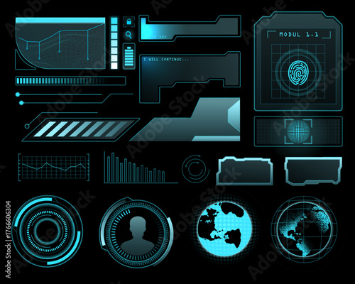 Futuristic UI Elements Gradient Macrovector Set