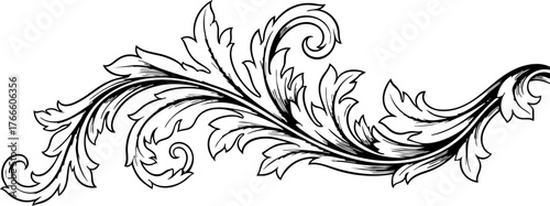 Elegant vintage ornate scroll flourish design element perfect for invitations, branding, and decorative accents adding timeless sophistication to any project.