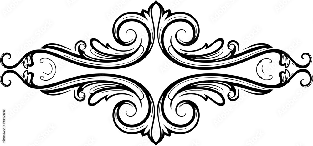 Fototapeta premium Elegant vintage flourish design adding ornate decorative detail to invitations, borders, and artistic projects with timeless sophistication and classic beauty.