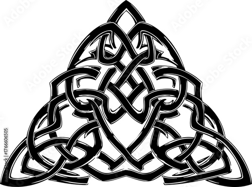 Intricate black Celtic knotwork design, a symbol of eternal connection and ancient heritage, perfect for cultural projects and sophisticated branding.