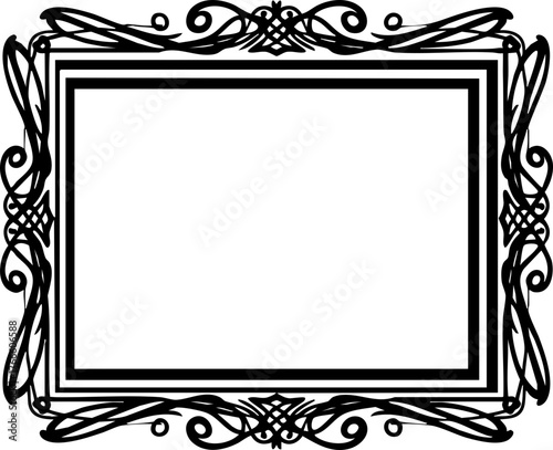 Elegant ornate black border frame design perfect for invitations certificates and decorative projects adding a touch of classic sophistication