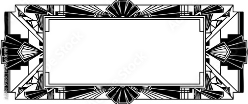Elegant Art Deco border design with geometric patterns and a central blank space for text or images, perfect for invitations and branding