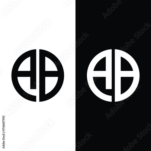 Initial letters AB logo black and white monogram round shape vector Stock Vector.