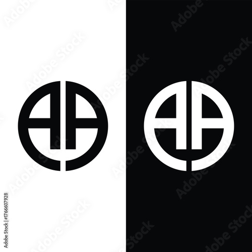Modern AA Monogram Circle logo Stock Vector.