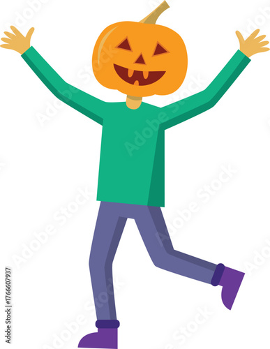 Happy pumpkin head character for Halloween.
