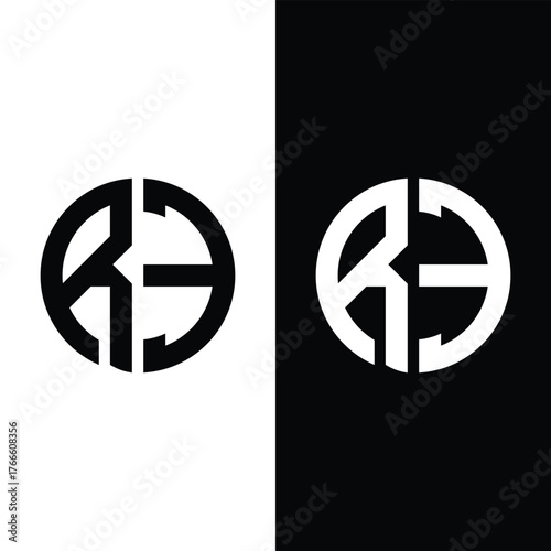 Initial Letters RE Circle Monogram Logo Stock Vector.