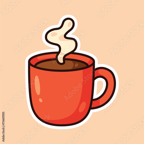 Hot Coffee Cup Illustration with Steam Rising for Cafe Drink Cozy Morning and Caffeine Lifestyle