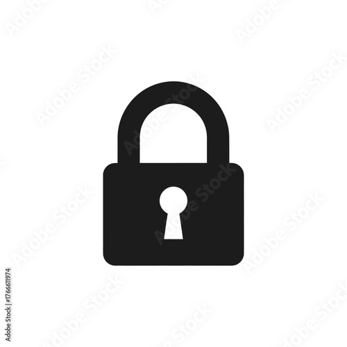 Simple black padlock icon isolated on a transparent background image