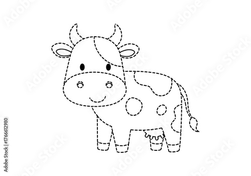 Cute Cow Dot-to-Dot Activity for Kids.