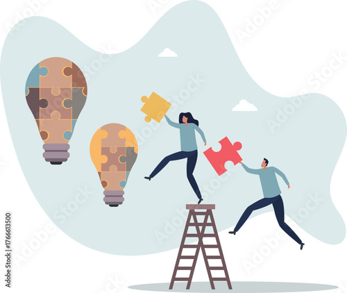 Innovation and new idea generation with creative teamwork .life and employment of people.