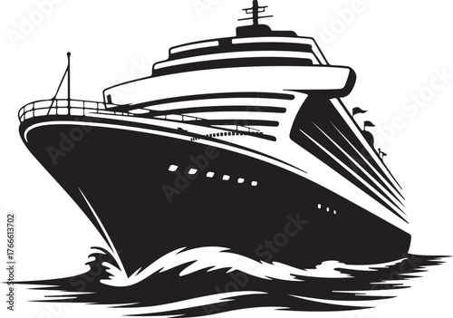  
        Modern Cruising Ship silhouette vector illustration. 