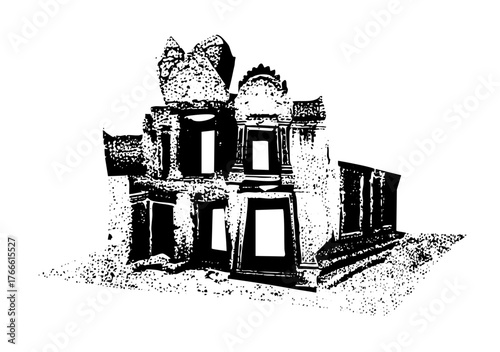 Ancient temple stands prominently in desert landscape