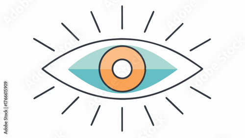 A minimalist eye icon with lines radiating outward illustrating foresight and vision in transformation.